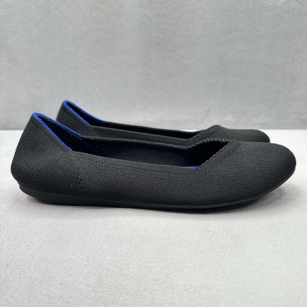 Rothy's The Flat Womens Size 7.5 Black Knit Round Toe Comfort Slip-On Shoe